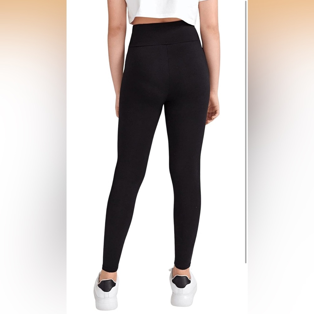 NWT Milumia Girls Black High Waisted Leggings Wide Waistband Stretch Size 12 - Picture 3 of 8